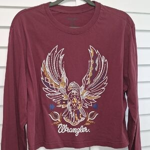 Wrangler Burgundy Eagle Graphic Long Sleeve. Medium